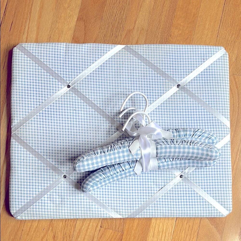 Padded Gingham Memory Board and Baby/Toddler Hangers